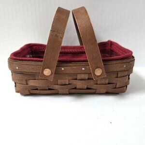 Longaberger Small Loaf Basket Swing Handles Paprika Liner Protector Set
